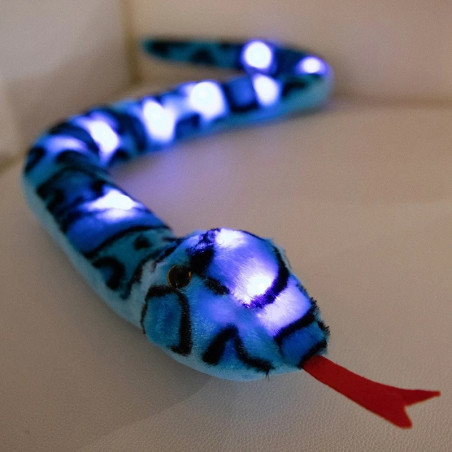 Peluche Serpent Lumineux - "Python Néon Enchanteur" Couleur Bleu