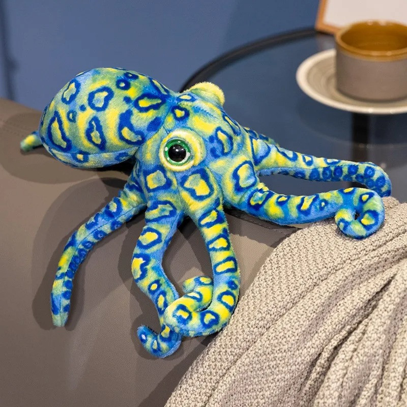 Peluche Pieuvre Psychédélique - "Kraken Caméléon Bleu-Électrique"