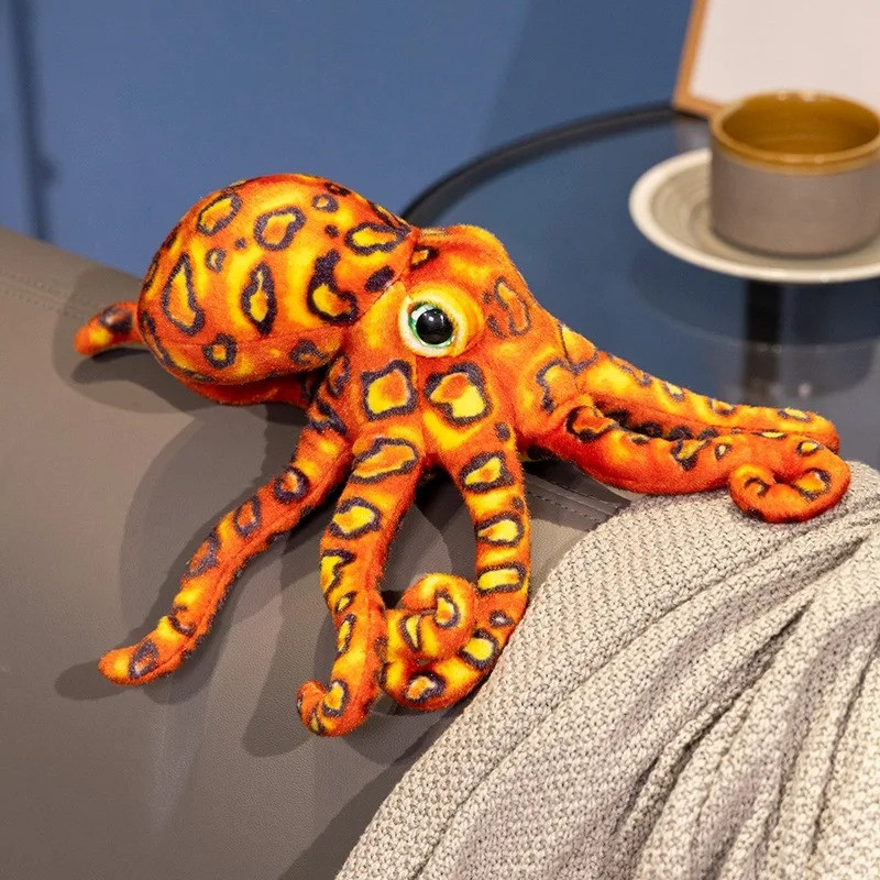 Peluche Pieuvre Psychédélique - "Kraken Caméléon Feu-Flamboyant"