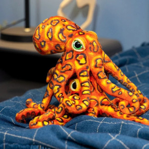 Magnifique Peluche Pieuvre Psychédélique - Kraken Caméléon Feu-Flamboyant