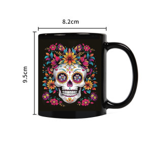 Dimensions Mug Tête de Mort Mexicaine – Crâne Floral du Día de los Muertos
