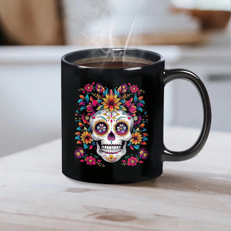 Avant Mug Tête de Mort Mexicaine – Crâne Floral du Día de los Muertos