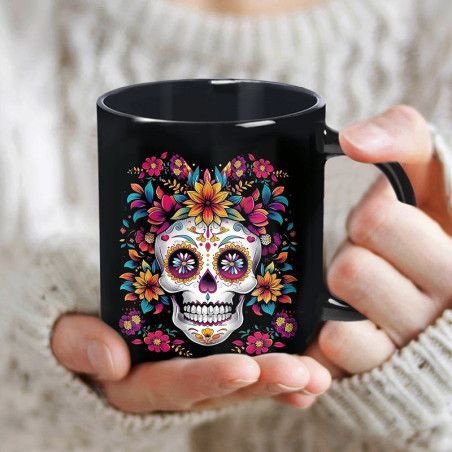 Mug Tête de Mort Mexicaine – Crâne Floral du Día de los Muertos