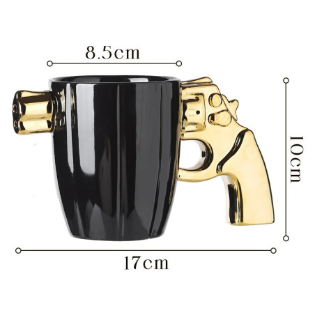 Dimensions Mug Revolver "Tir Express" Couleur Or