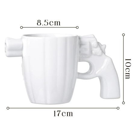 Dimensions Mug Revolver "Tir Express" Couleur Blanc