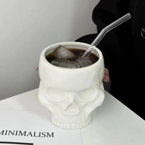 Magnifique Mug Tête de Mort Sans Anse Crâne Brutaliste
