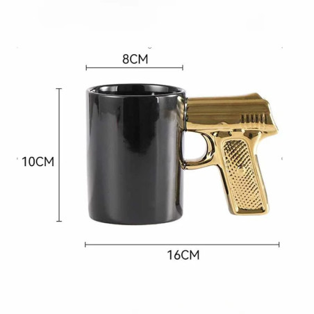 Dimensions Mug Poignée Pistolet Café Chargeur - 3 couleurs au choix