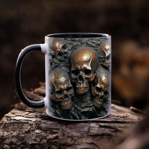 Mug Tête de Mort Gothique Crânes Sépulcraux Couleur Noir