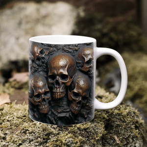 Mug Tête de Mort Gothique Crânes Sépulcraux Couleur Blanc