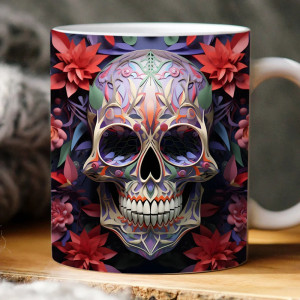 Mug Tête de Mort Gothique – Crâne Psychédélique Sombre
