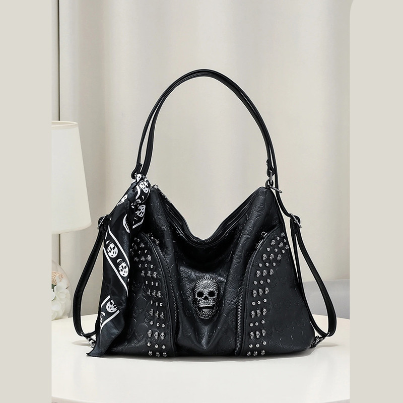 Sac à Main Tête de Mort - Crâne Gothique Éclats Noirs