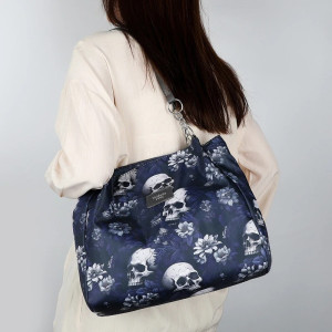 Vue Porté Sac Tête de Mort - Échos Floraux du Crépuscule Couleur Bleu