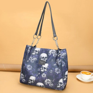 Sac Tête de Mort - Échos Floraux du Crépuscule Couleur Bleu