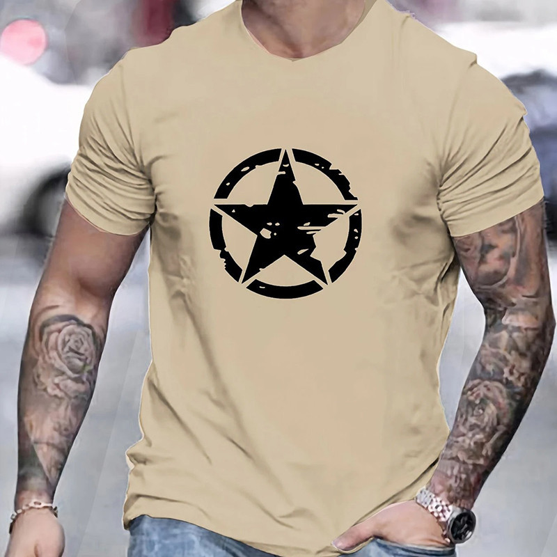 T-shirt Rock Étoile US "Grunge Insoumis" Couleur Beige