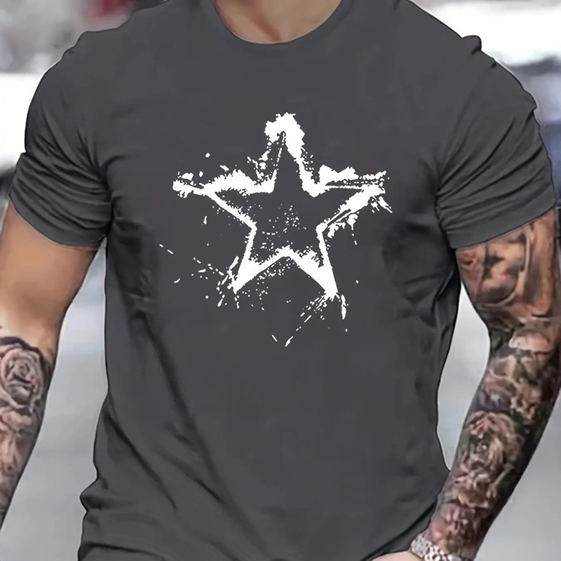 T-shirt Rock Étoile Dégoulinante "Grunge Électrique" Couleur Gris Fonce