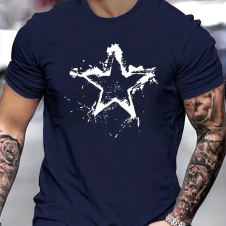 T-shirt Rock Étoile Dégoulinante "Grunge Électrique" Couleur Bleu Marine