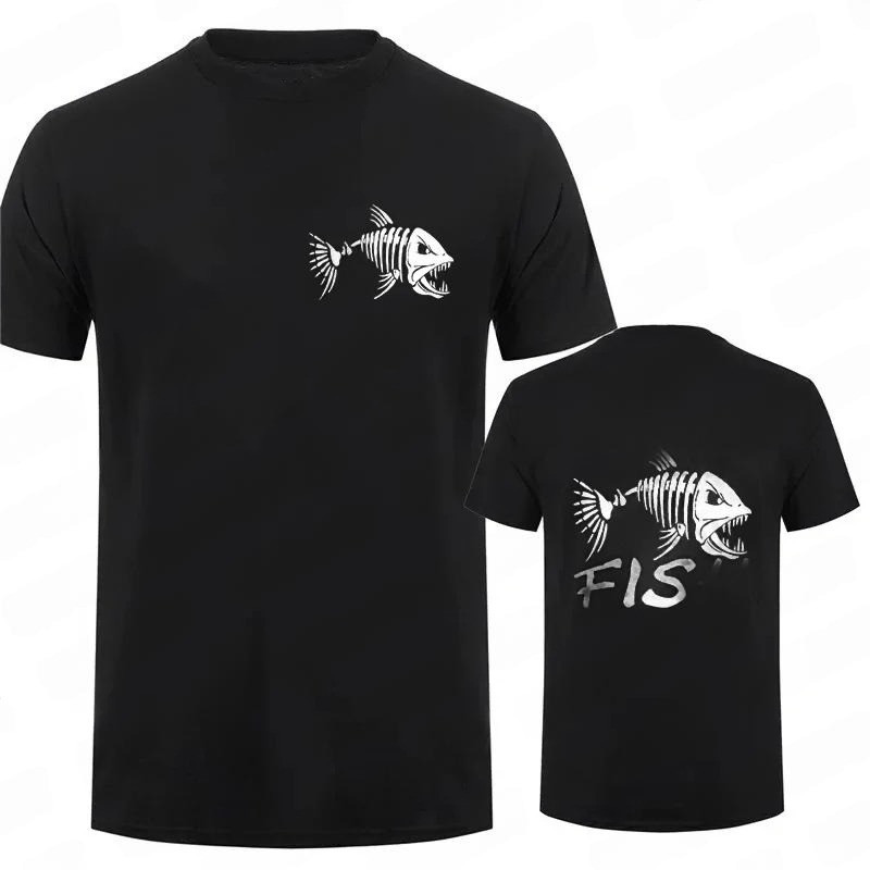 T-shirt Tête d e Mort Skull Pêche  "Born to Fish - Esprit Carnassier" Couleur Noir