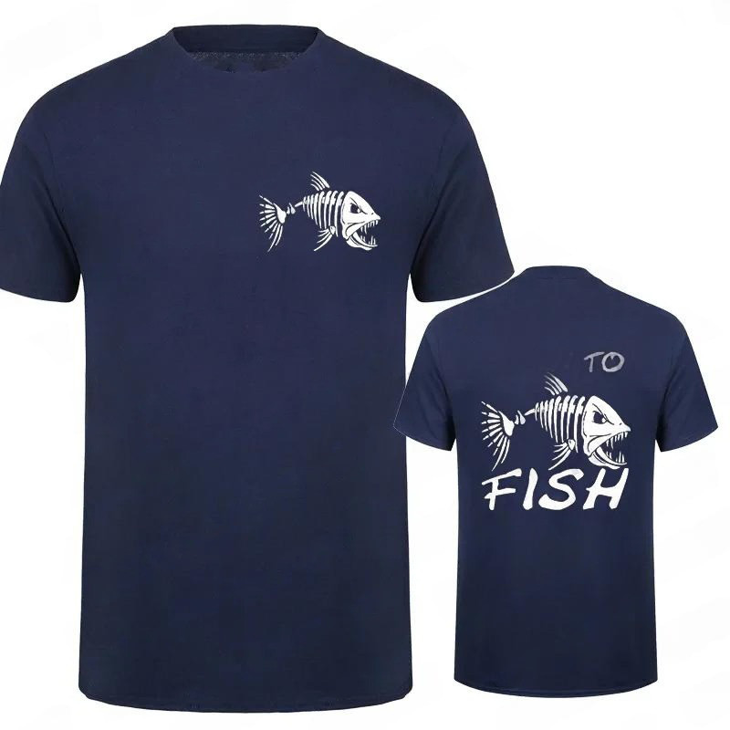 T-shirt Tête d e Mort Skull Pêche  "Born to Fish - Esprit Carnassier" Couleur bleu marine