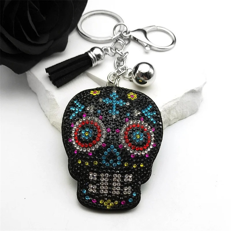 Très gros porte-clé girly en strass colorés