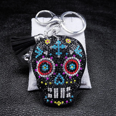 Magnifique Gros porte-clé girly en strass colorés