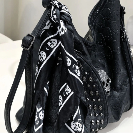 Détails bandana Sac à Main Tête de Mort - Crâne Gothique Éclats Noirs
