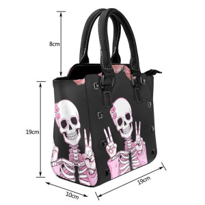 Dimensions Sac Tête de Mort "Squelette Peace & Roses"