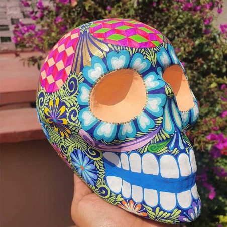 Crâne Décoratif Mexicain - Kaléidoscope Floral Ancestrale