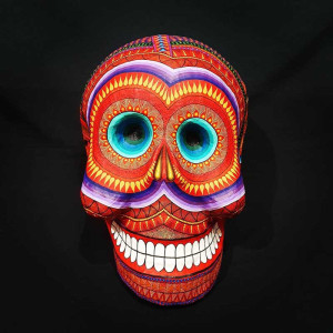 Crâne Décoratif Mexicain - Symphonie Totémique du Feu Sacré