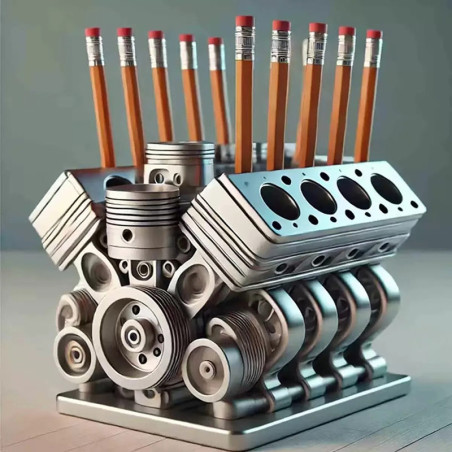 Avant Pot à Crayons Biker Moteur V8 "Engine Block Power" - 2 versions au choix !
