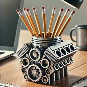 Pot à Crayons Biker Moteur V8 "Engine Block Power" - 2 versions au choix !