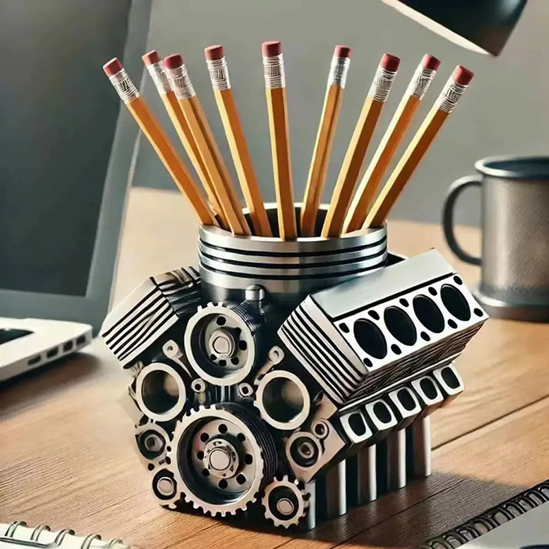 Pot à Crayons Biker Moteur V8 "Engine Block Power" - 2 versions au choix !