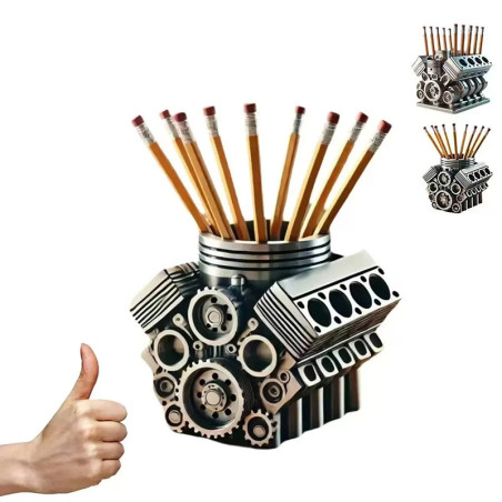 Pot à Crayons Biker Moteur V8 "Engine Block Power"