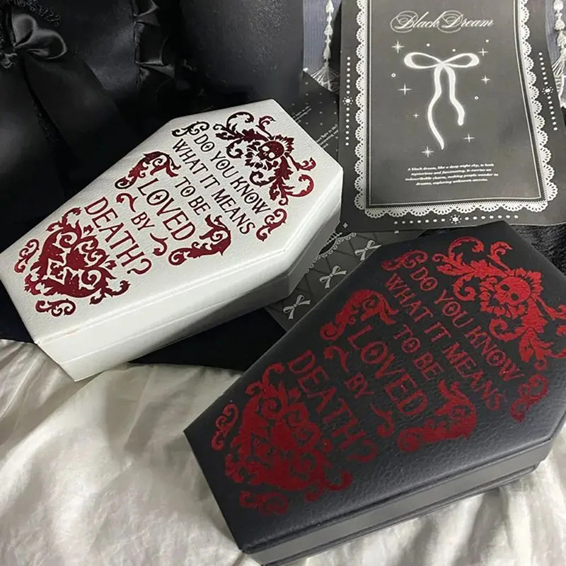 Boîte à Bijoux Cercueil Gothique "Aimé par la Mort" - 2 couleurs au choix !