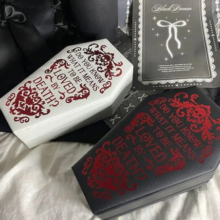Boîte à Bijoux Cercueil Gothique "Aimé par la Mort" - 2 couleurs au choix !