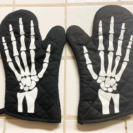 Gants de Four Tête de Mort - Mains de Squelette