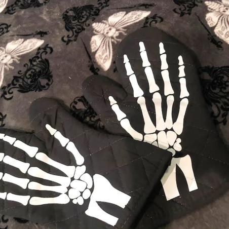 Vue générale Gants de Four Tête de Mort - Mains de Squelette