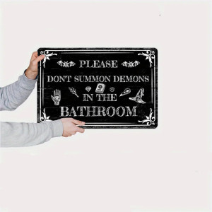 Plaque Murale Gothique - Pas de Démons aux Toilettes