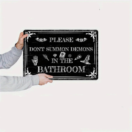 Plaque Murale Gothique - Pas de Démons aux Toilettes