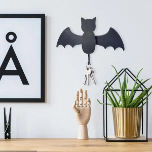 Porte-clés Mural Gothique Tête de Mort - Chauve-Souris