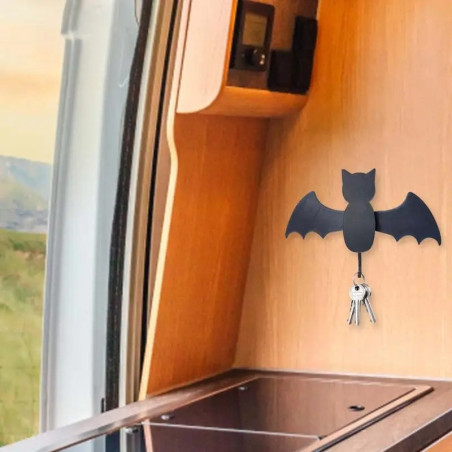 Vue détaillée Porte-clés Mural Gothique Tête de Mort - Chauve-Souris