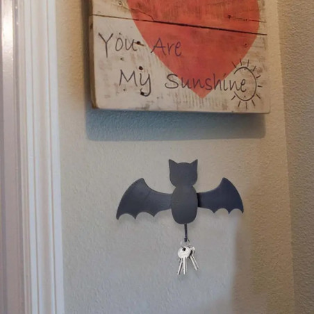 Avant Porte-clés Mural Gothique Tête de Mort - Chauve-Souris