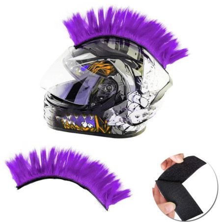Accessoire Casque Biker Rebelle - Crête Mohawk pour Casque Moto Couleur Violet