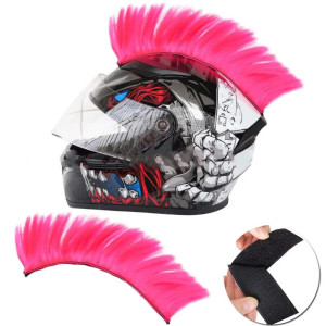 Accessoire Casque Biker Rebelle - Crête Mohawk pour Casque Moto Couleur Rose
