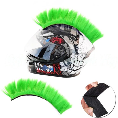 Accessoire Casque Biker Rebelle - Crête Mohawk pour Casque Moto Couleur Vert