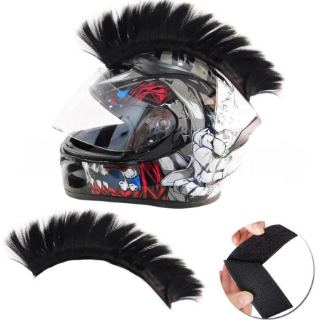 Accessoire Casque Biker Rebelle - Crête Mohawk pour Casque Moto Couleur Noir