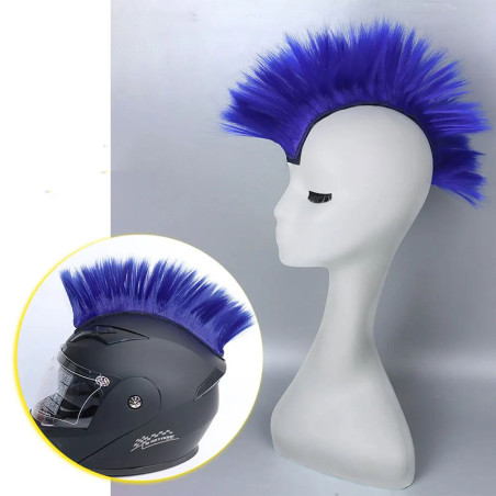 Accessoire Casque Rider - Mohawk Punk Vibrant Couleur Bleu