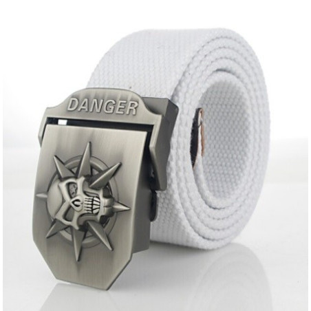 Ceinture en toile Tête de Mort Crâne Mortel couleur blanc