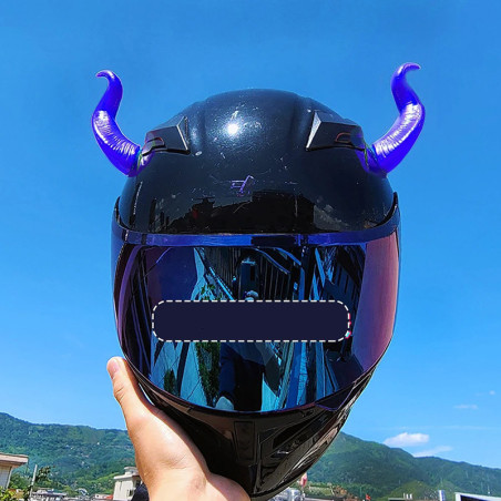 Accessoire Casque Biker Rock Goth "Cornes du Démon" Couleur Bleu