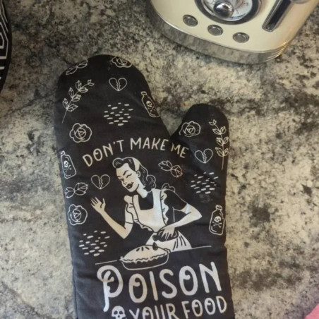 Gant de Four Tête de Mort Goth Cuisinière Empoisonneuse Danger de Poison
