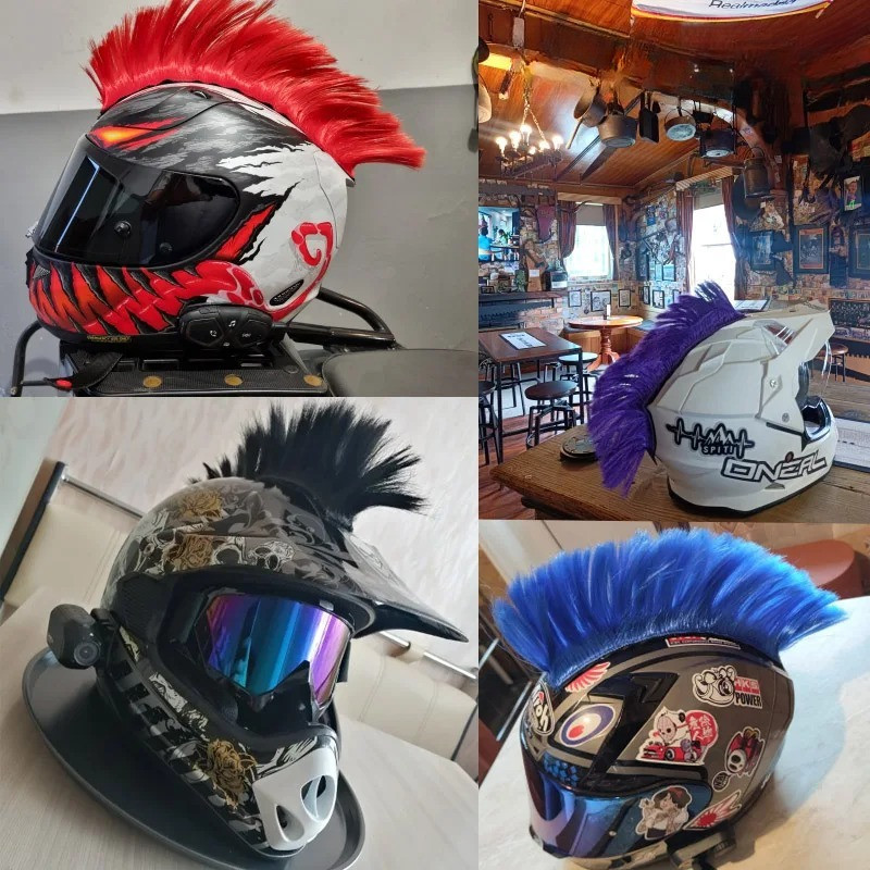 Accessoire Casque Biker Rebelle Crête Mohawk pour Casque Moto